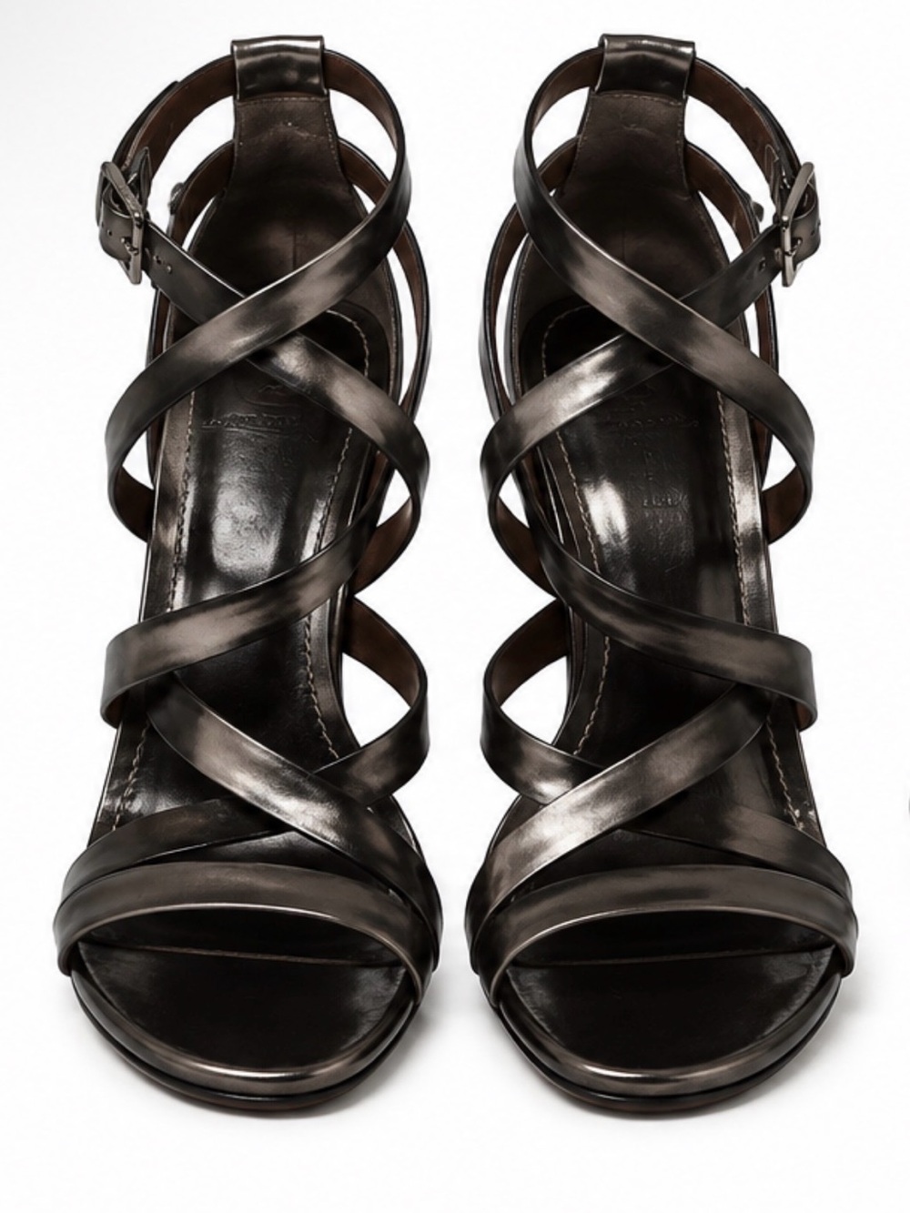 Strappy Metallic Black Women's Sandals